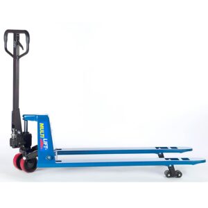 Patín hidráulico manual PLD-1500P 1500 kg Perfil bajo. Llantas direccionales poliuretano y llantas de carga tandem acero. 27x48"