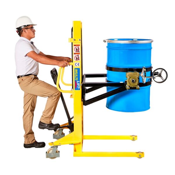 Apilador hidráulico manual DSR-350N 350 kg con rotador para tambos - Image 4