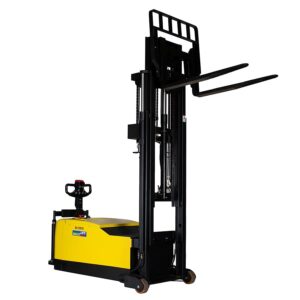 Apilador eléctrico SEC-1500P AC TRIPLEX (FREE LIFT) 5.0 M 1500 kg con batería industrial de ciclo profundo. Contrabalanceado. Uso pesado.